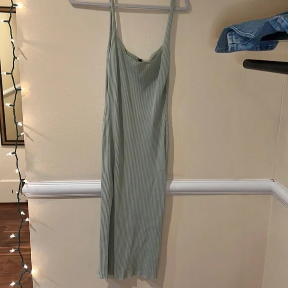 Light Green Ribbed Dress